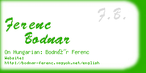 ferenc bodnar business card